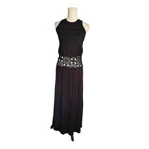Asos Design Halter Tie Back  Maxi Dress With Lace Crochet Waist Detail Size 6 NW